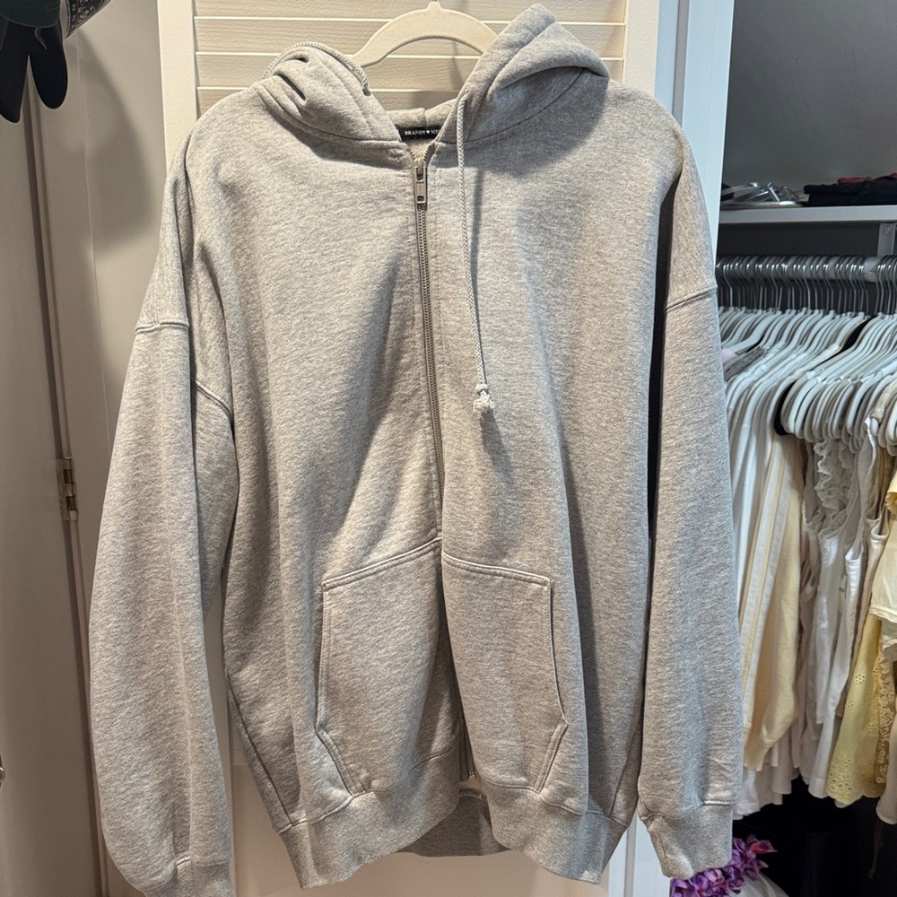 Brandy Melville Gray Zip-Up Men's Sweater